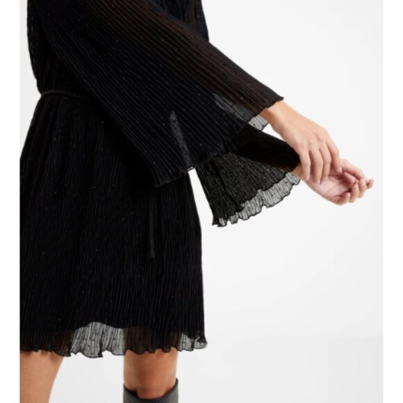 French Connection Womens Black Pleated Above Knee Shift Dress (NWT) - Picture 3 of 9